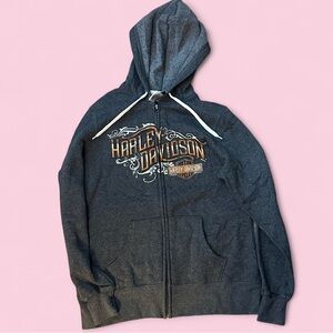 Harley Davidson Zip Up Hoodie Graphic Biker Style